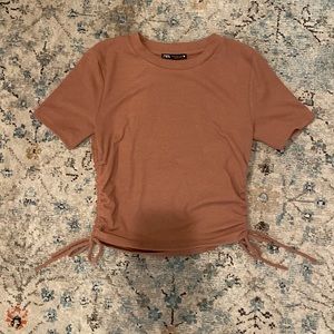 Tee with ruched sides